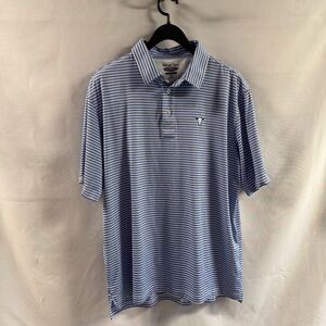 Straight Down Stylish Blue Striped Polo Shirt